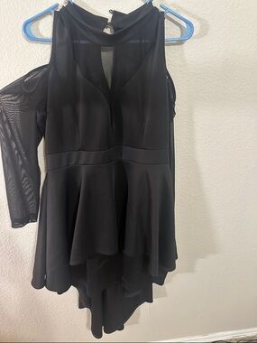 Black Cold-Shoulder Peplum Dress